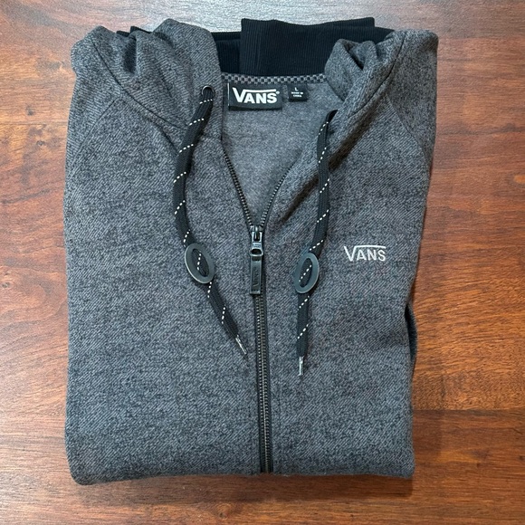 Vans Off The Wall Full Zip Hoodie Jacket Mens L Charcoal Gray w/Black Cotton NWT - Picture 12 of 12